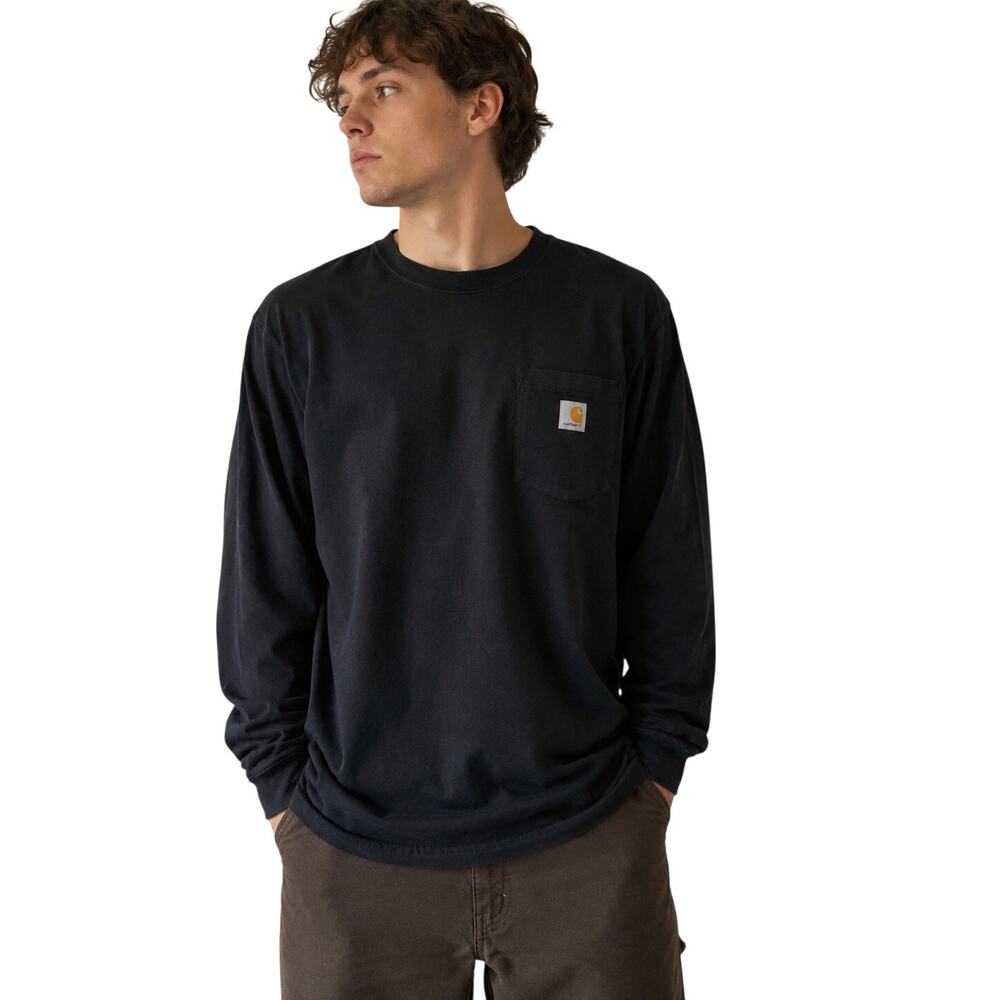 Carhartt Black Long Sleeve Pocket T-Shirt Loose Fit XL Workwear